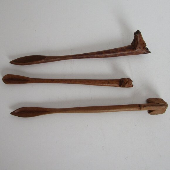 hand carved wooden salt spoons - Picture 1 of 6